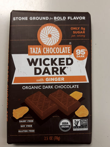 TAZA CHOCOCLATE. Wicked Dark with Ginger. Organic Dark Chcolate 95%