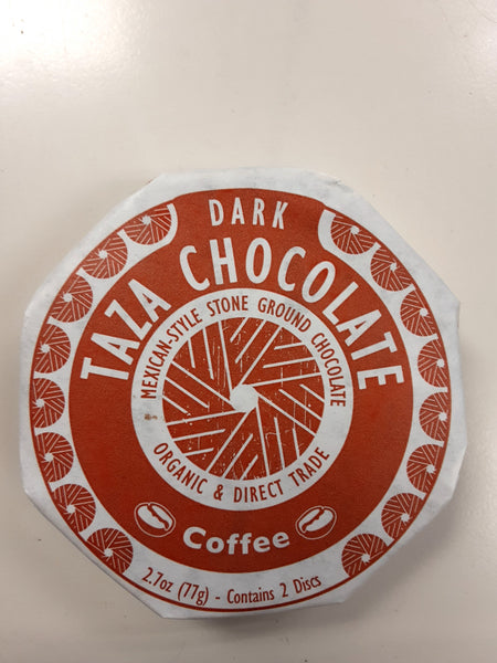 TAZA CHOCOLATES. Coffee. Mexican-style stone ground chocolate. 55% Dark