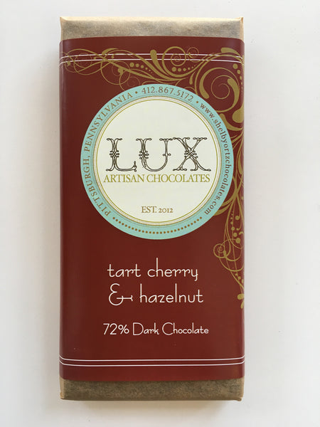 Lux Tart Cherry & Hazelnut Dark Chocolate Bar